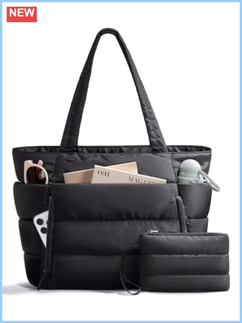 Lightweight Puffer Tote Bag for Women Quilted Shoulder Bag